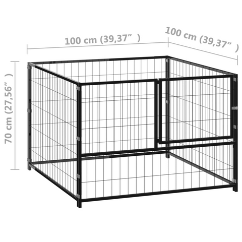 vidaXL Dog Kennel (39.4"x39.4"x27.6") Black - Steel