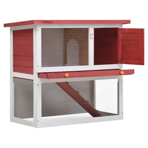 vidaXL Outdoor Rabbit Hutch 1 Door Red Wood