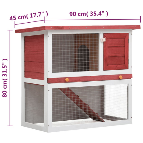 vidaXL Outdoor Rabbit Hutch 1 Door Red Wood