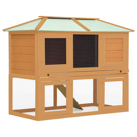 vidaXL Small Animal Cage - Double Floor, Fir Wood