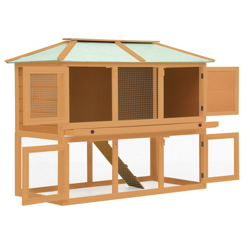 vidaXL Small Animal Cage - Double Floor, Fir Wood