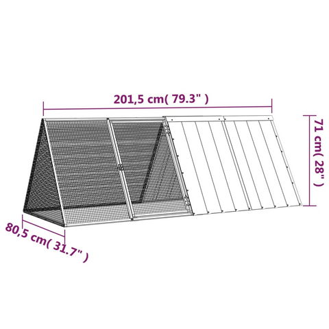 vidaXL Rabbit Cage Anthracite 79.3"x31.7"x28" Galvanized Steel