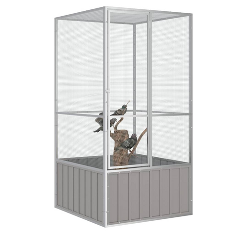 vidaXL Bird Cage Gray 43.7"x42.1"x83.3" Galvanized Steel