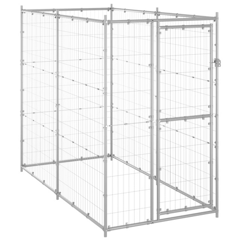 vidaXL Outdoor Dog Kennel Galvanized Steel 43.3"x86.6"x70.9"