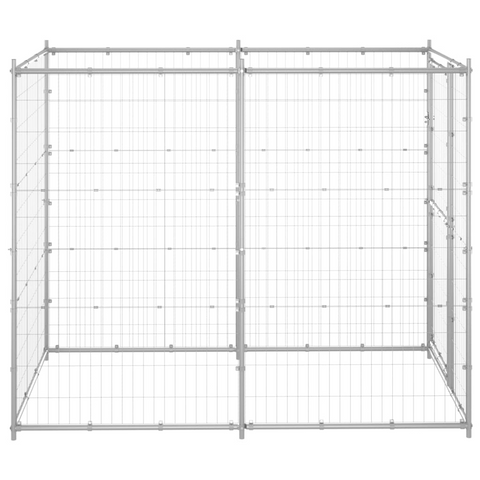 vidaXL Outdoor Dog Kennel Galvanized Steel 43.3"x86.6"x70.9"