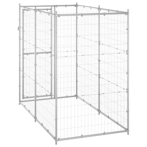 vidaXL Outdoor Dog Kennel Galvanized Steel 43.3"x86.6"x70.9"