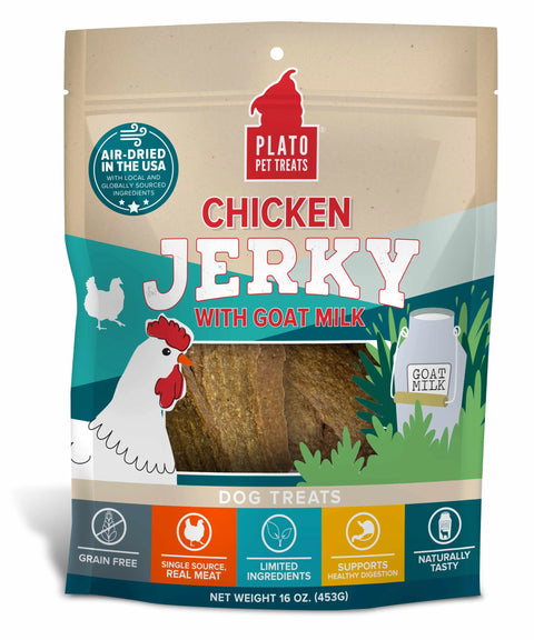 Plato Pet Treats Chicken Jerky with Goat's Milk