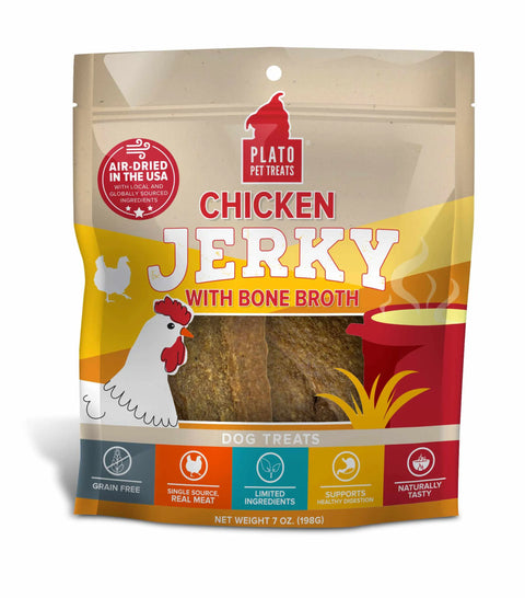 Plato Pet Treats Chicken Jerky with Bone Broth