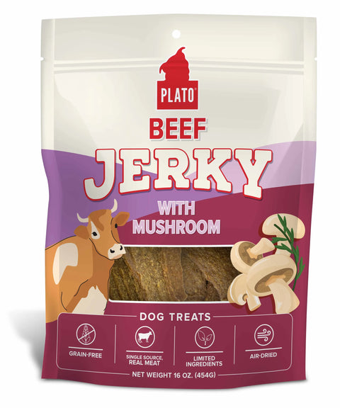 Plato Beef Jerky with Mushroom Dog Treats