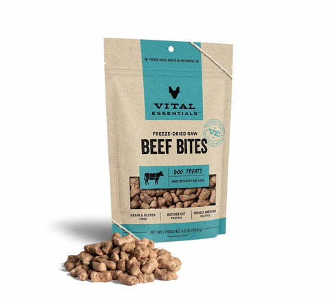 Vital Essentials - 2.5 & 6.2 OZ Freeze-Dried Beef Bites Dog Treats