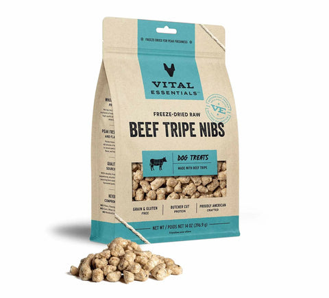 Vital Essentials - 14 OZ Freeze-Dried Beef Tripe Nibs Dog Treats