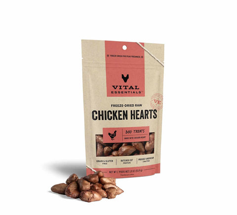 Vital Essentials - 1.9 OZ Freeze-Dried Chicken Hearts Dog Treats