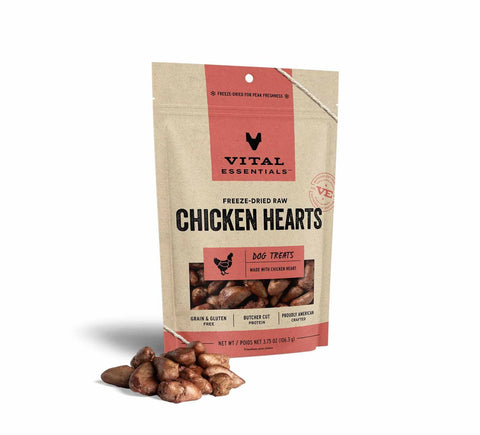 Vital Essentials - 3.75 OZ Freeze-Dried Chicken Hearts Dog Treats