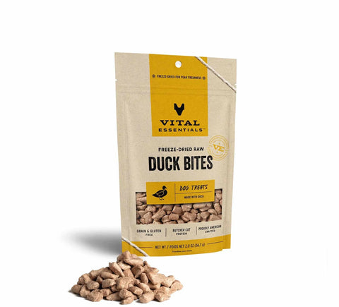 Vital Essentials - 2 & 5.5 OZ - Freeze-Dried Duck Bites Dog Treats