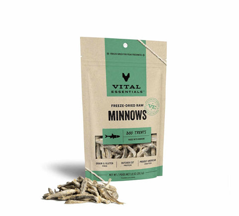 Vital Essentials - 1 & 2.5 OZ - Freeze-Dried Minnows Dog Treats