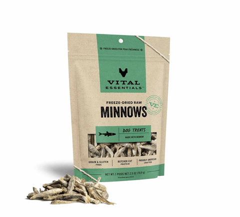 Vital Essentials - 1 & 2.5 OZ - Freeze-Dried Minnows Dog Treats