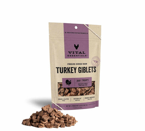 Vital Essentials - 2.0 OZ Freeze-Dried Raw Turkey Giblets Dog Treats