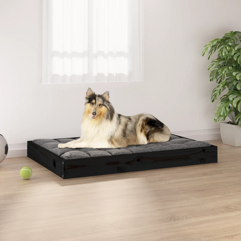 vidaXL Pet Bed (36"x25.2"x3.5") Black - Solid Wood Pine