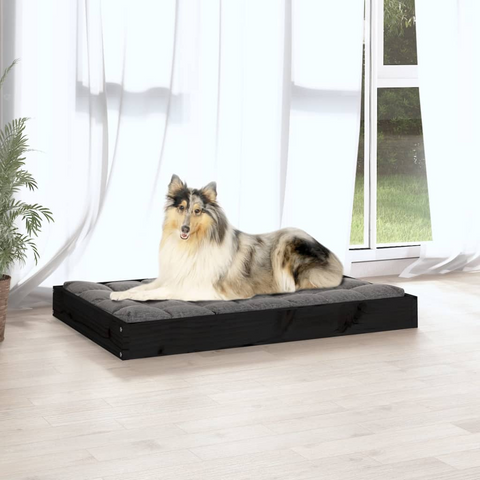 vidaXL Pet Bed (36"x25.2"x3.5") Black - Solid Wood Pine