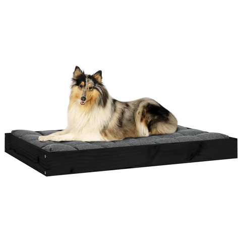 vidaXL Pet Bed (36"x25.2"x3.5") Black - Solid Wood Pine