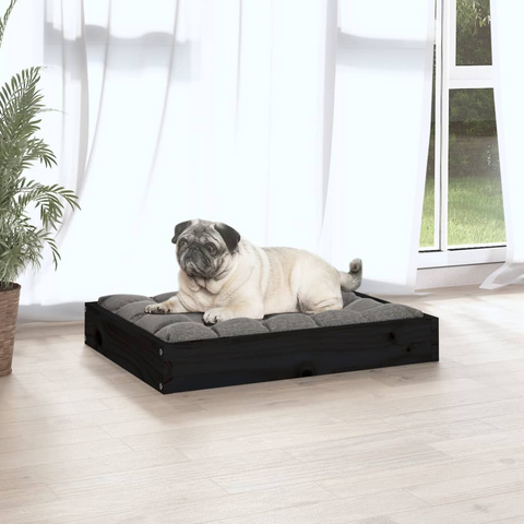 vidaXL Pet Bed (24.2"x19.3"x3.5") Black - Solid Wood Pine