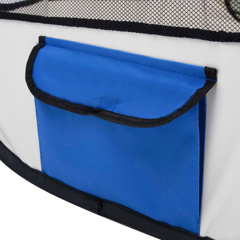 vidaXL Blue Foldable Dog Playpen with Carrying Bag (35.4"x35.4"x22.8")