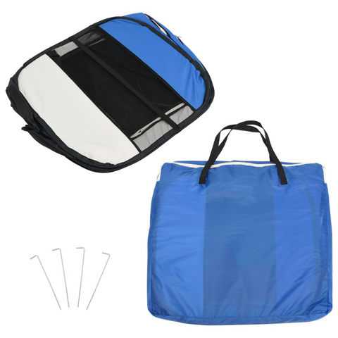 vidaXL Blue Foldable Dog Playpen with Carrying Bag (35.4"x35.4"x22.8")