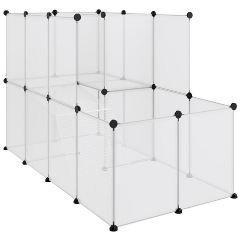 vidaXL Small Animal Cage Transparent 55.9"x29.1"x36.6" PP and Steel