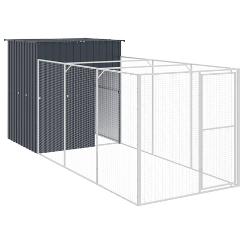 vidaXL Dog House with Run Anthracite 65"x179.1"x71.3" Galvanized Steel