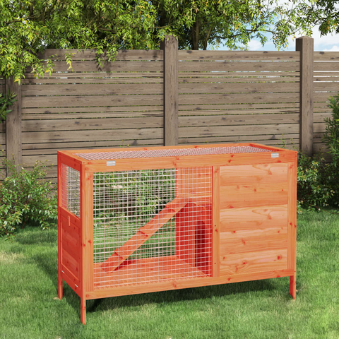 vidaXL Rabbit Hutch Brown 40.6"x17.3"x27.4" Solid Wood Pine