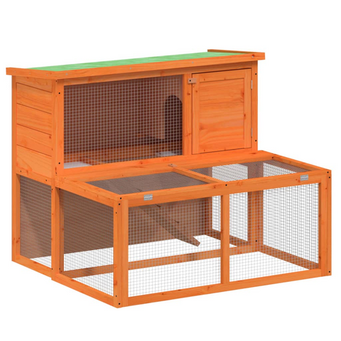 vidaXL Rabbit Hutch Brown 40.2"x35.4"x33.3" Solid Wood Pine