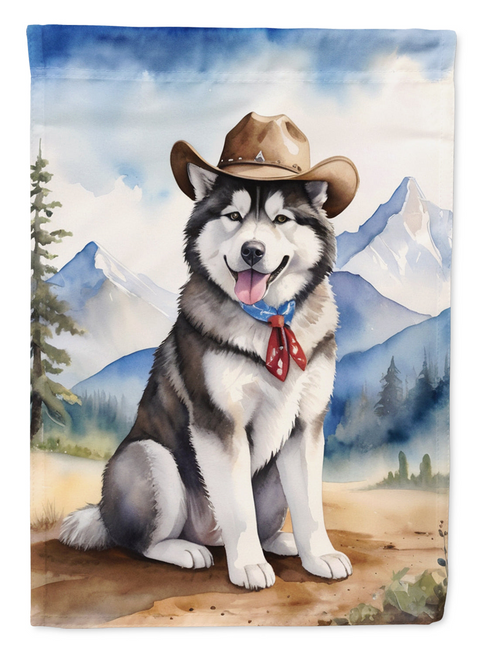 Alaskan Malamute Cowboy Welcome House Flag