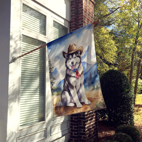 Alaskan Malamute Cowboy Welcome House Flag