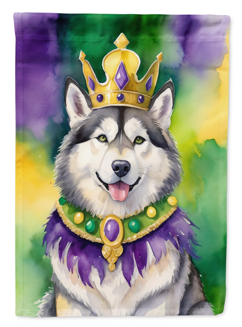 Alaskan Malamute King of Mardi Gras House Flag