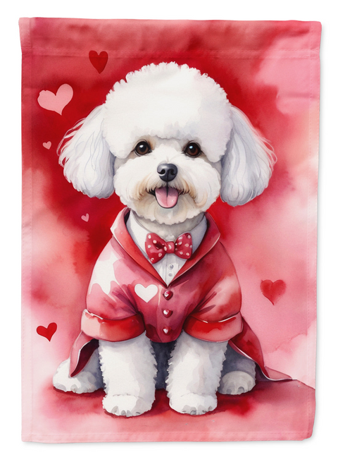 Bichon Frise My Valentine House Flag