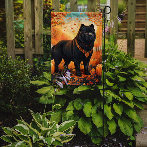 Black Chow Chow Fall Garden Flag