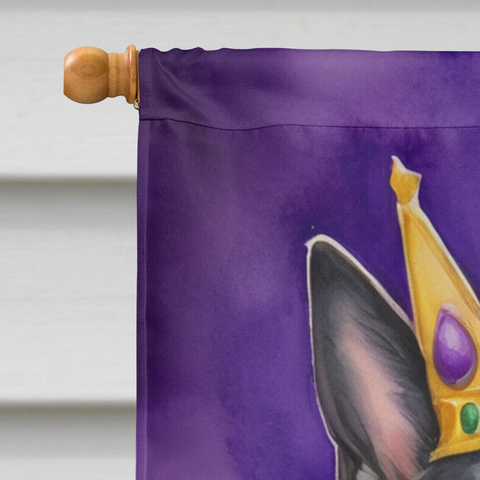 Black German Shepherd King of Mardi Gras House Flag