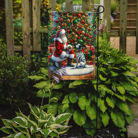 Dalmatian and Santa Claus Garden Flag