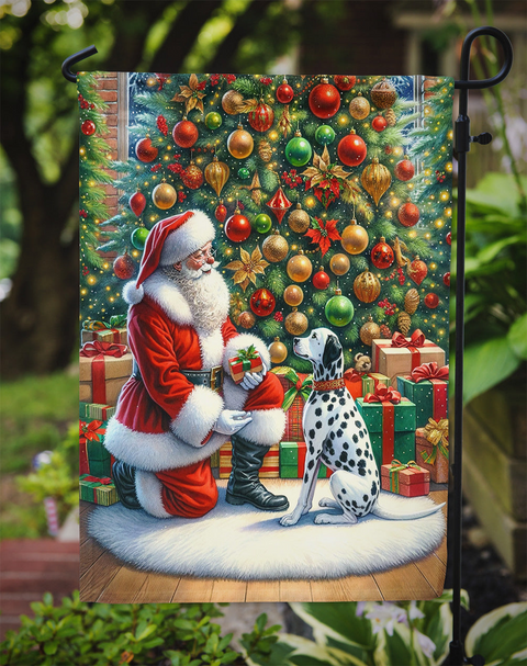 Dalmatian and Santa Claus Garden Flag