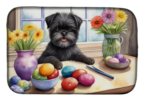 Decorating Easter Affenpinscher Dish Drying Mat