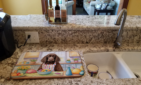 Decorating Easter American Water Spaniel Dish Drying Mat