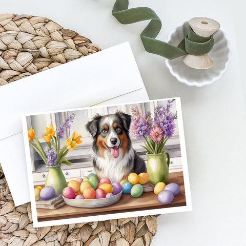 Decorating Easter Australian Shepherd Greeting Cards Pack of 8