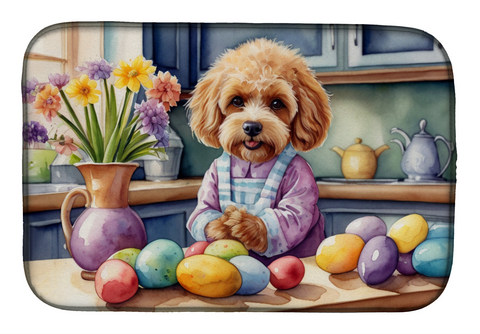 Decorating Easter Cockapoo Dish Drying Mat