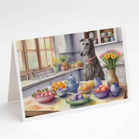 Decorating Easter Scottish Deerhound Greeting Cards Pack of 8