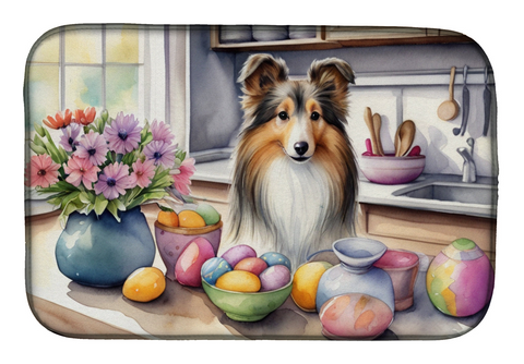 Decorating Easter Sheltie Dish Drying Mat