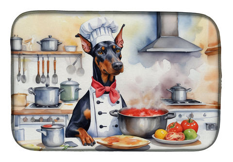 Doberman Pinscher The Chef Dish Drying Mat