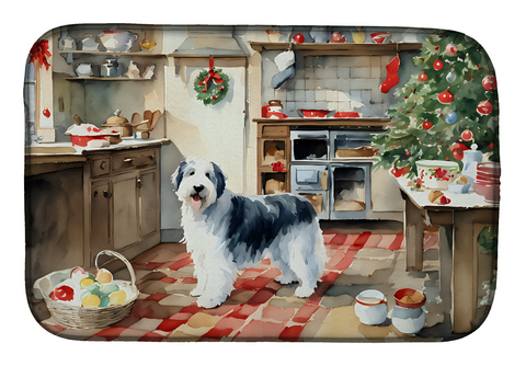 Old English Sheepdog Christmas Cookies Dish Drying Mat