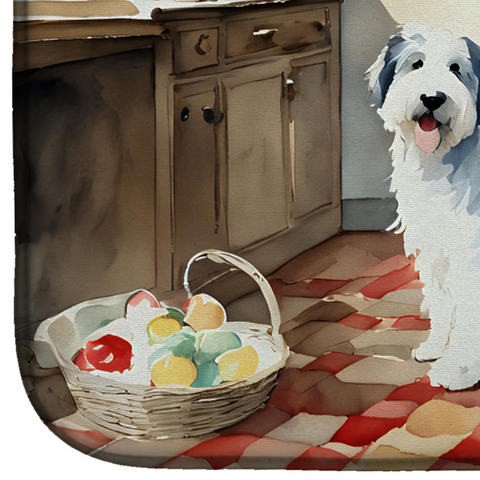 Old English Sheepdog Christmas Cookies Dish Drying Mat