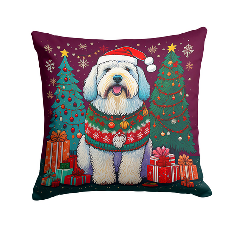 Old English Sheepdog Christmas Throw Pillow