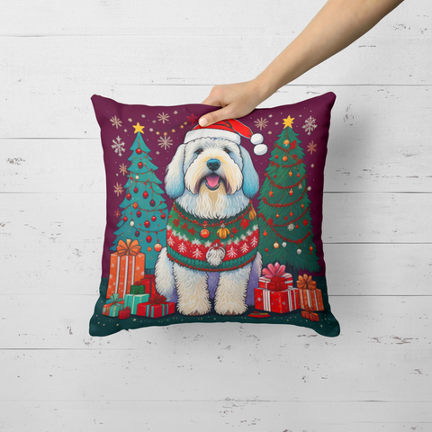 Old English Sheepdog Christmas Throw Pillow